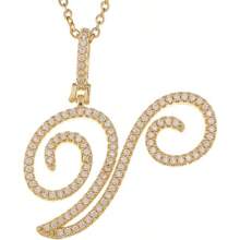 Gold Plated Initial Necklaces For Women Letter Pendant Necklaces Cubic Zirconia Stainless Steel Chain Iced Out Letter Necklace Birthday Gifts