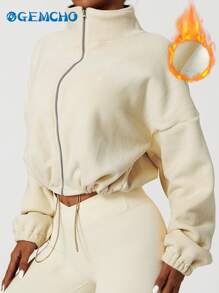 GEMCHO Abrigo casual de mujer con forro de piel sintética y aislamiento, engrosado y con forro polar para otoño e invierno