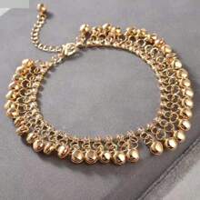 1pc Bells Tassel Rhinestone Accent Bohemian Beach Resort Anklet