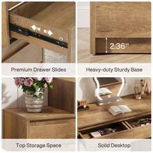 Tribesigns 63" Vanity Desk With 5 Drawers For Bedroom, Makeup Table With Removable 3-Drawer Chest Cabinet & Storage, Modern Large Dressing Table For Women Girl, Make Up Desk For Bedroom - màu nâu - Xem 9