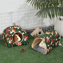 豚鼠藏身处，Glittme 柔软豚鼠床和隧道，2 包可洗豚鼠隧道，带豚鼠配件，适用于仓鼠、兔子、小兔子等小动物