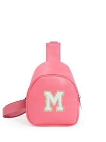 1 pieza Bolso cruzado de hombro con estampado de letras para niñas, bolso de pecho y cintura lindo adecuado para uso diario, exterior, viaje, senderismo, portátil, opción de regalo ideal