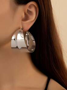 1 Pair Fashionable Exaggerated Geometric Earrings - Silver - View 1