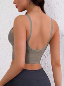 女士无缝薄垫运动文胸，无钢圈，提升力，防震，防下垂