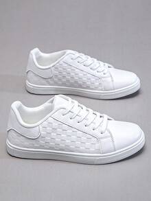 男士休闲运动鞋/滑板鞋，防滑学生运动滑板鞋，百搭小白鞋，四季皆宜，非常适合搭配休闲牛仔裤和运动装。 - 白色 - 查看 3