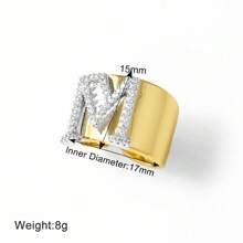 Chunky CZ Crystal 26 Letter Rings For Women Gold Silver Color Wide Rings Initial Jewelry Party Gifts