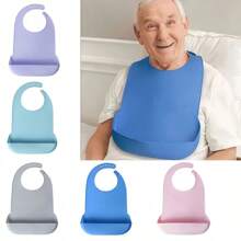 1 Stück Erwachsenen Silikonlätzchen, 6-fach verstellbare Größe, Große/Sehr Große Größe optional, weiches dreidimensionales Lätzchen als Krümelsammler, Unisex verstellbarer Kleidungsschutz, Lätzchen für ältere Männer und Frauen, Fütterungslätzchen für Senioren