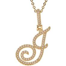 Gold Plated Initial Necklaces For Women Letter Pendant Necklaces Cubic Zirconia Stainless Steel Chain Iced Out Letter Necklace Birthday Gifts