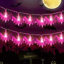 1 Peça Luzes de Fio LED em Forma de Morcego, Luzes Decorativas de Atmosfera de Feriado, Adequadas para Halloween, Casa Assombrada, Festas de Feriado, Decoração de Quarto e Sala de Estar