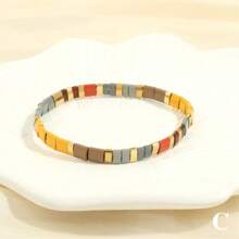 1pc Bohemian Style Colorful Glass Bead Bracelet, Perfect Gift For Men And Women