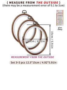3 حلقات تطريز بنمط خشبي بيضاوي على الطراز القديم لل- DIY، إطارات تطريز، إطارات تنجيد، حلقات معلقة لصنع حلم، متوفرة ب- 6 أحجام، مصنوعة من ABS و PVC مع خطافات معدنية لديكور المنزل والهالوين والكريسماس والمفاتيح والحقائب والمكاتب والسيارات، تشمل 16 إبرة