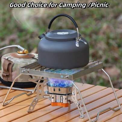1pc Foldable Stainless Steel Outdoor Camping Cooking Rack, Suitable For Outdoor Travel, No Food Contact