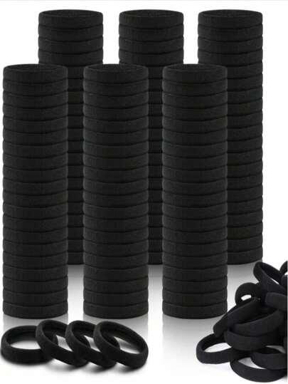 100pcs/Pack Women's Basic High Elastic Hair Ties, Korean Style Black Hair Bands, Upgraded High Elasticity, Fashionable Multi-Functional, High-End Elegant Quality, Minimalist Hair Accessories, Suitable For Women's High Ponytail, Colorful Hair Decor Design, Multi-Functional Styling Design, Durable Material, Comfortable For Daily Wear, A Thoughtful Gift For Girlfriends And Family/Transparent Bag Packaging