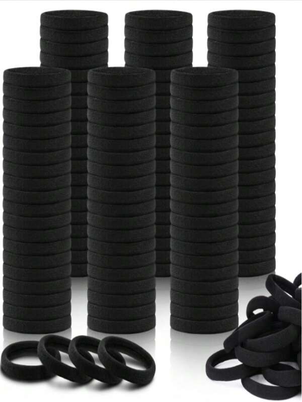 100 szt. damskich, podstawowych, elastycznych opasek na głowę z kucykiem, damska, koreańska wersja, czarna, ulepszona pod kątem wysokiej elastyczności, modna, wielofunkcyjna, wysokiej jakości, o eleganckim charakterze, prosta opaska, odpowiednia do wysokich kucyków, kolorowy wzór akcesoriów do włosów, wielofunkcyjny design, opaska do codziennego użytku, przemyślany prezent dla przyjaciółek i rodziny / przezroczyste torby dla przyjaciółek i rodziny na powrót do szkoły