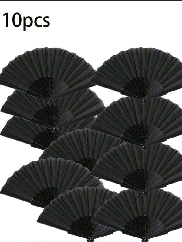 10pcSolid Color Foldable Simple Casual Hand-Held Fan For Various Holiday Parties Wedding Daily