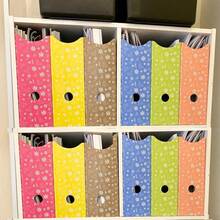 Local Delivery-Evelots Magazine File Holder -Set Of 6 White - Office Desk Organizer - Sturdy Cardboard - New Upgraded Double Front Panel -4" Wide-Easy Assemble - Floral - View 10