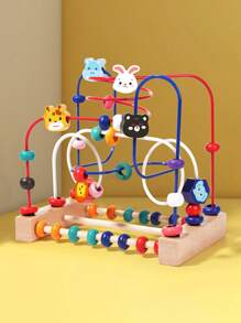 Juguete de madera de Maze con cuentas para bebés de 1-3 años - Actividad motora fina Montessori, pista de ábaco de frutas y juego de cognición de colores, regalo de aprendizaje temprano para niños pequeños