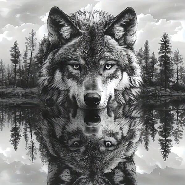 1pc/2pcs/3pcs Wolf Reflection Forest Thermal Transfer Vinyl Decals, DIY Iron-On Washable Designs, For T-Shirts, Jeans, Sweatshirts, Handbags, Pillows