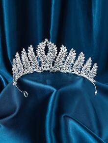 Gold Tiara Crown For Women, Princess Tiaras For Girls, Crystal Retro Hair Accessories For Wedding Birthday Prom Pageant, Elegant And Luxurious Wedding Easter Crown In The Shape Of Wheat Ears Valentine's Day Accessories,Summer,Beach - Silver - View 3