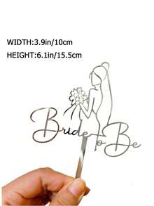 1个亚克力镜面新娘蛋糕装饰摆件，适用于新娘送礼会、婚礼、订婚派对、单身派对、装饰、派对用品 - 銀色 - 查看 4