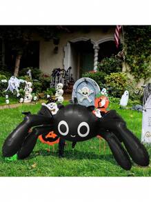 1pc 57-Inch 3D Cartoon Spider Shaped Foil Balloon, Oversized Adorable 6-Legged Black Spider Design Polyester Film Balloon, For Trick Or Treat, Halloween, Ghost House Decor, Spooky Party Decorations, Fun Birthday Party