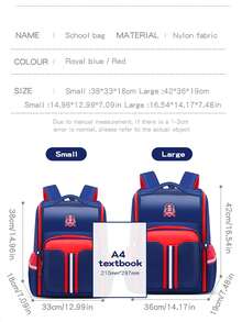 Mochila escolar de nuevo estilo para estudiantes de primaria de 6 a 12 años, de 1er a 6to grado, de 16 años, unisex, estilo británico casual y ligera para niños y niñas - azul real - Ver 2
