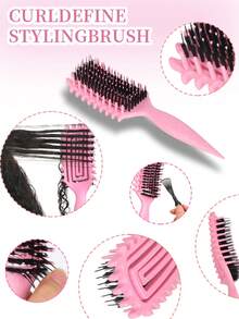 Curl Defining Brush For Curly, Wavy & Coily Hair – Anti-Frizz Styling Comb For Shaping, Clumping & Separating Curls – Detangling Octopus Brush For Wet & Dry Use – Lightweight No-Pull Hairbrush For Kids, Children, Teens & Little Girls - Multicolor - View 6