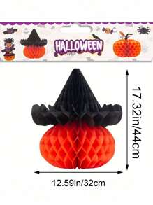 1PC Halloween Decorative Paper Pumpkin Honeycomb Ball Decorations Table Centerpieces 3D Paper Pumpkin Ornaments Pumpkin Witch Hat Honeycomb Ball Decorations Halloween Thanksgiving Party Birthday Wedding Home Party Supplies Autumn Harvest Season Decorative Pumpkin