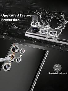 1 Set Camera Lens Protection Film, Compatible With Samsung Galaxy S25 Ultra S25 25 PLUS S24 Ultra S24 S24 PLUS S23Ultra S23 S23 PLUS, High-Definition Tempered Glass Aluminum Alloy Lens Ring, Rear Screen Camera Cover Film Compatible With A14 A15 A16 A36 A55 A54 A25 Lens Protection Case Applicable To Daily Shield, Office, Home Sparkling Crystal Lens Protector Phone Camera Cover Waterproof Shockproof Anti-Fall Anti-Fall Scratch Resistant Anti-Fingerprint Full Cover - Silver - View 3