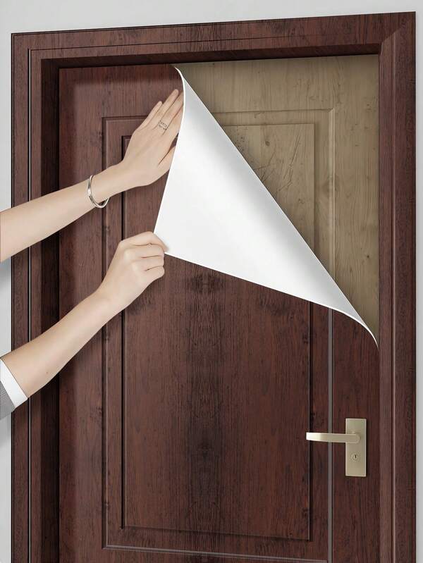 1 لفة من ورق تغطية بنمط خشبي ملون، ورق جداري لاصق لتركيب ذاتي، لاستخدامه على الجدران والخزائن والطاولات والكراسي والغرف، ورق تغطية للخزائن والأدراج