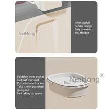 NetHong Adjustable Commode Chair Seat Portable Bedside Toilet Mobility Aid With Armrests - Grey - View 7