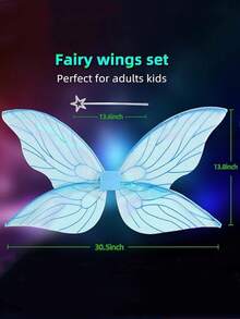 1 件仙女翅膀组合套装，包括蝴蝶翅膀和魔杖，适合派对、表演、狂欢节、节日