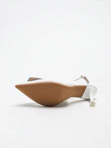 Elegant White Leather Pointed Toe High Heel Shoes With Ankle Strap, Comfortable & Sexy, Suitable For Party & Formal Occasions, Summer/Autumn