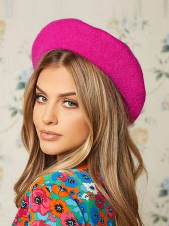 1 件女士纯色贝雷帽，防风保暖，八角帽，画家帽，简约风格，适合户外、休闲、日常穿着、秋冬