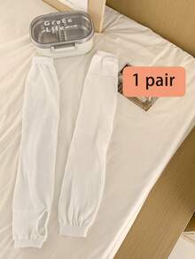 1 Pair Crinkled Knee-High Leg Warmers, Thin, Multi-Color, Breathable, Long Leg UV-Blocking Foot Cover For Summer, Y2k - Multicolor - View 16