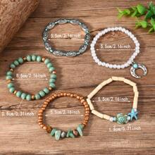 5pcs Summer New Bohemian Style Men's Beaded Bracelet - Horseshoe Star Fashion Accessories - Suitable For Daily Wear - Gift For Friends & Family