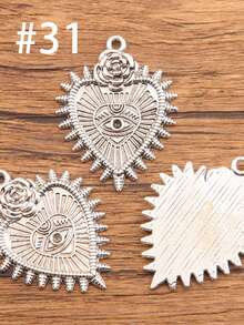 2 件哥特式心形吊坠，万圣节圣心吊坠，心形骷髅 Ex Voto Milagros 吊坠，可用于珠宝制作 - 銀色 - 查看 18