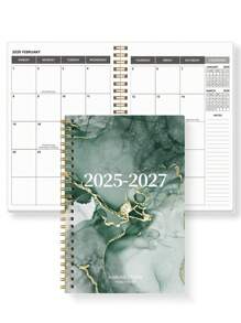 Planificador mensual 2025-2027, planificador mensual de 2 años, de JULIO.2025 a JUNIO.2027, 5.6" X 8.0", planificador mensual simple con encuadernación espiral, perfecto para el horario escolar y de oficina, útiles escolares color turquesa