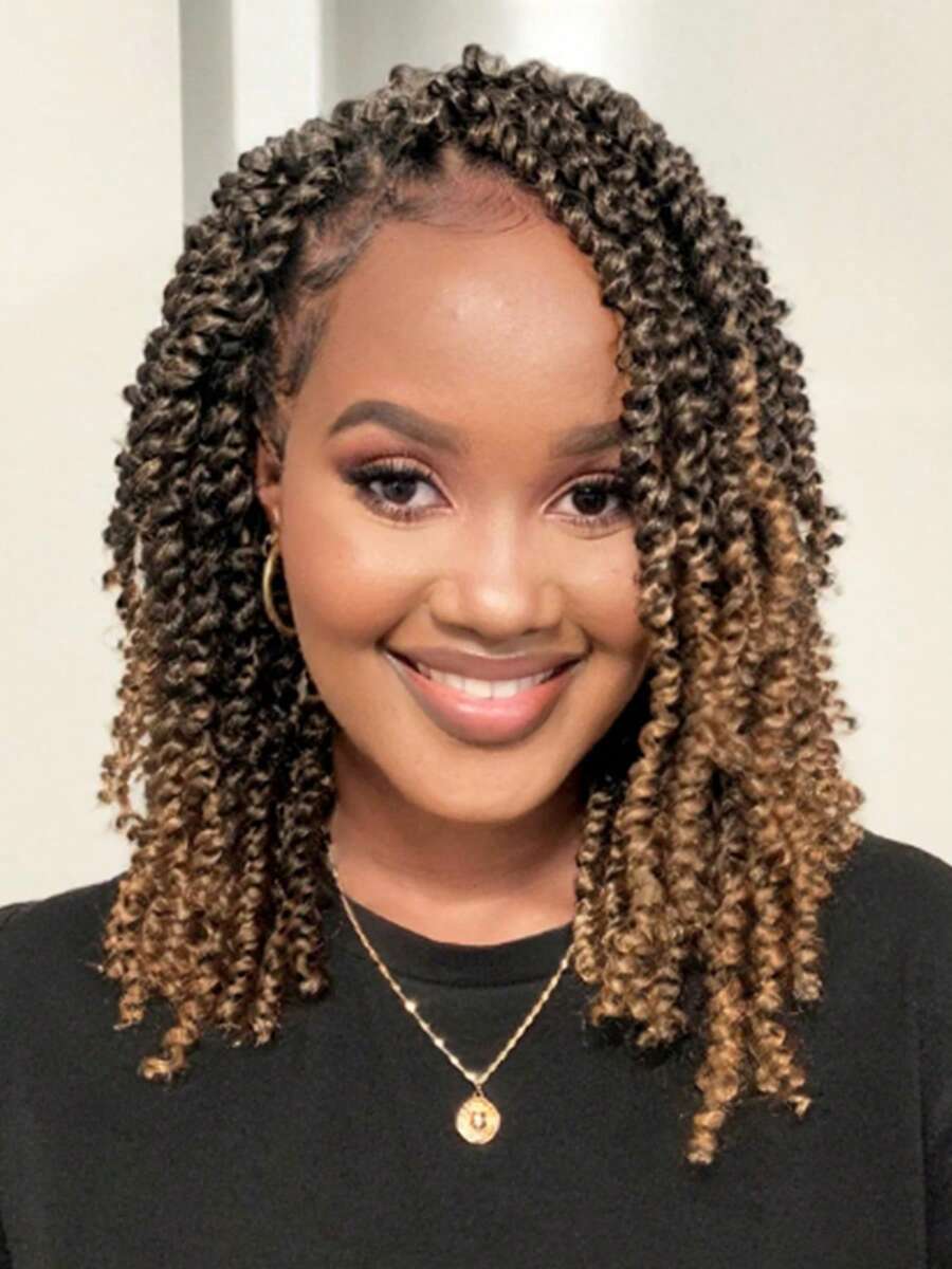 9*6 Lace Wig Braided With Curly Hair Synthetic Fiber Heat Resistant 14 Inch Short Braided Wig For Summer For Women