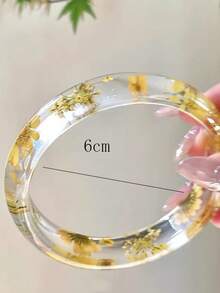 8 Colors Available Elegant Minimalist Resin Transparent Bracelet With Dried Flowers, Suitable For Daily, Street, Beach Travel Wear - Multicolor - View 16