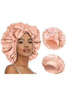 1/2/3 Stücke Elastische Satinsatin Schlafmütze/Make-up-Duschhaube/Tägliche Haarkappe für Frauen, Seide Satinkappe