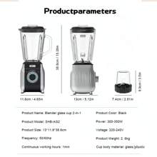 Feizsmile 1 pieza Licuadora silenciosa de 300W, procesador de alimentos, juguera, equipada con jarra de vidrio de 1.5L, vaso de plástico y taza moledora, diseño innovador y moderno, tres ajustes de velocidad, adecuada para hacer batidos, smoothies, jugos, fácil de limpiar, ¡un imprescindible para cocinas caseras casuales!