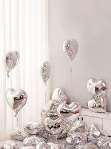18-Inch Silver Love Aluminum Film Balloon, Suitable For Confession Decoration, Date Decoration, Wedding Decoration, Festival Decoration, Etc.