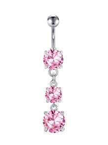 1 Peça Argola para Umbigo Descaída Rosa, Y2K, Joia de Piercing de Umbigo Fofa com Asa, Coração, Borboleta e CZ, 14G, para Mulheres
