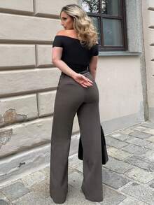 Jeta Ari 量身定制的老式阔腿西装裤优雅商务休闲夏季春季度假毕业舞会婚礼宾客生日 - 軍綠色 - 查看 4