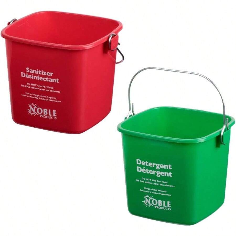 KP97RDNBL KP97GNNBL Square Pail For Cleaning Detergent And Sanitizing 3quart Small Red And Green Set Of 2