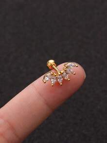 1 件耳钉 Stackale 耳环女士时尚闪亮方晶锆石耳骨耳环不锈钢 14K 镀金耳钉耳轮耳钉耳洞珠宝派对礼物