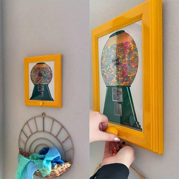 1pc Wall Mounted Square Photo Frame With Candy/Treat Dispenser, Perfect For Displaying Photos And Conveniently Accessing Candies, Nuts, Pet Snacks (Candies Not Included)
