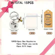 Stainless Steel Bee Keychain Set - Inspirational Theme Gifts For Party, Teachers Day, Graduation Day, Farewell, Thank You - Long-Lasting, Unique Souvenirs, Mother's Day Graduation - Multicolor - View 9