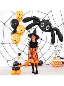 1pc 57-Inch 3D Cartoon Spider Shaped Foil Balloon, Oversized Adorable 6-Legged Black Spider Design Polyester Film Balloon, For Trick Or Treat, Halloween, Ghost House Decor, Spooky Party Decorations, Fun Birthday Party